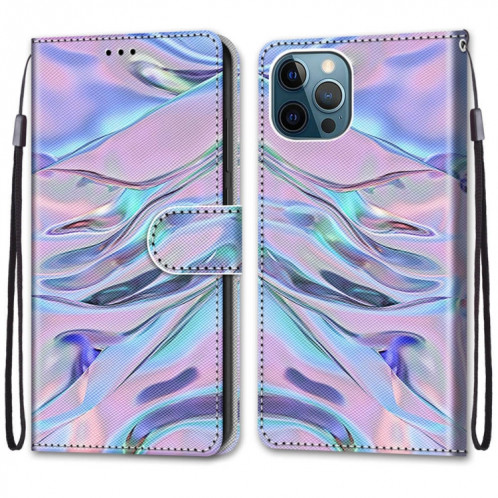 Dessin coloré Texture Croix Texture Horizontale Étui en cuir PU avec support & carte Slots & Portefeuille et longe pour iPhone 13 Pro (texture de l'eau fluorescente) SH803C1862-07