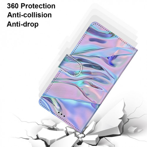 Dessin coloré Texture Croix Texture Horizontale Étui en cuir PU avec support & carte Slots & Portefeuille et longe pour iPhone 13 Pro (texture de l'eau fluorescente) SH803C1862-07