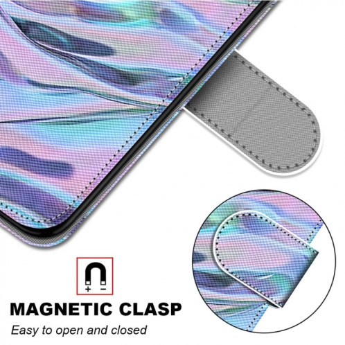 Dessin coloré Texture Croix Texture Horizontale Étui en cuir PU avec support & carte Slots & Portefeuille et longe pour iPhone 13 Pro (texture de l'eau fluorescente) SH803C1862-07