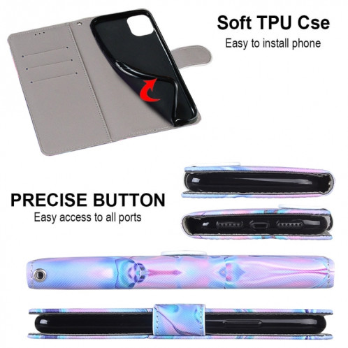 Dessin coloré Texture Croix Texture Horizontale Étui en cuir PU avec support & carte Slots & Portefeuille et longe pour iPhone 13 Pro (texture de l'eau fluorescente) SH803C1862-07