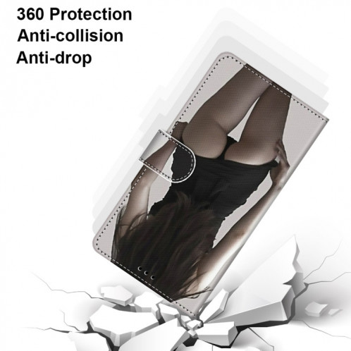 Dessin coloré Texture Texture Horizontale Flip PU Coque en cuir PU avec porte-carte et portefeuille et lanière pour iPhone 13 Pro (Upskirt) SH803D1266-07