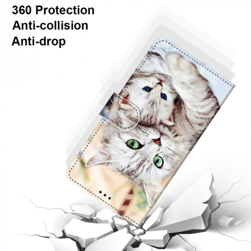 Dessin coloré Texture Texture Horizontale Étui en cuir PU avec support & carte Slots & Portefeuille et longe pour iPhone 13 Pro (Big Cat Holding Kitten) SH803E1740-07