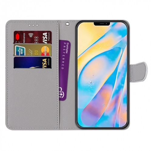Dessin coloré Texture Croix Texture Horizontale Étui en cuir PU avec support & carte Slots & Portefeuille et longe pour iPhone 13 PRO (gradient fleur colorée) SH803G860-07