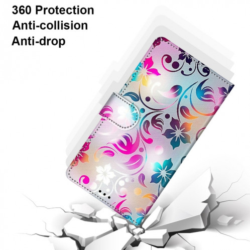Dessin coloré Texture Croix Texture Horizontale Étui en cuir PU avec support & carte Slots & Portefeuille et longe pour iPhone 13 PRO (gradient fleur colorée) SH803G860-07