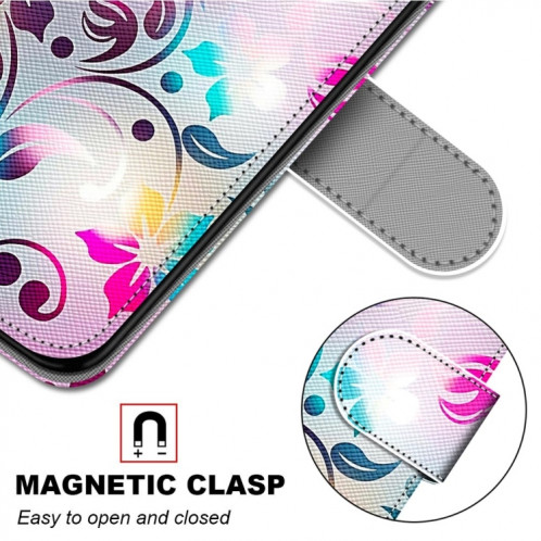 Dessin coloré Texture Croix Texture Horizontale Étui en cuir PU avec support & carte Slots & Portefeuille et longe pour iPhone 13 PRO (gradient fleur colorée) SH803G860-07