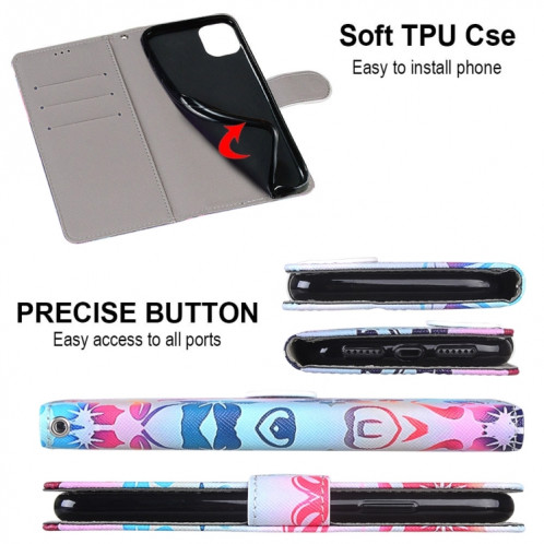 Dessin coloré Texture Croix Texture Horizontale Étui en cuir PU avec support & carte Slots & Portefeuille et longe pour iPhone 13 PRO (gradient fleur colorée) SH803G860-07