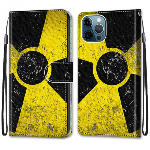 Dessin coloré Texture Croix Texture Horizontale Étui en cuir PU avec porte-carte et portefeuille et lanière pour iPhone 13 Pro (logo noir jaune) SH803H741-07
