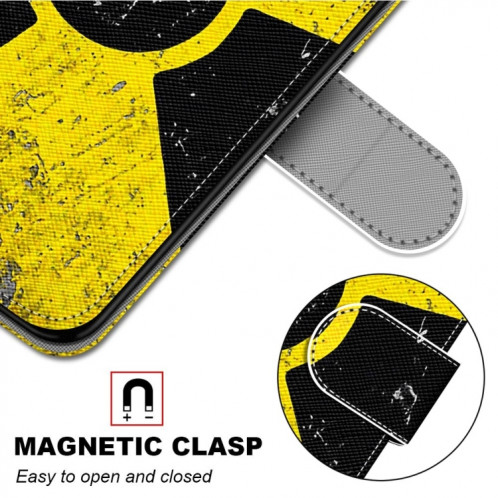 Dessin coloré Texture Croix Texture Horizontale Étui en cuir PU avec porte-carte et portefeuille et lanière pour iPhone 13 Pro (logo noir jaune) SH803H741-07