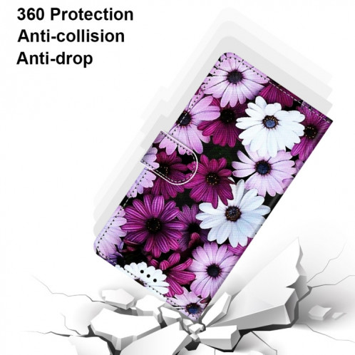 Dessin coloré Texture Texture Horizontale Étui en cuir PU avec support & carte Slots & Portefeuille et longe pour iPhone 13 PRO (Chrysanthemum rose blanc violet) SH803M663-07