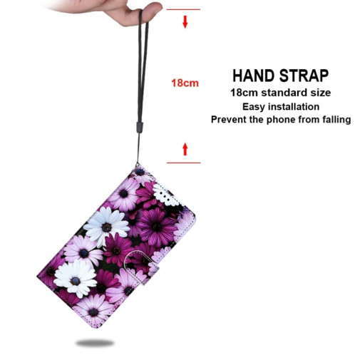 Dessin coloré Texture Texture Horizontale Étui en cuir PU avec support & carte Slots & Portefeuille et longe pour iPhone 13 PRO (Chrysanthemum rose blanc violet) SH803M663-07