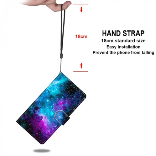 Dessin coloré Texture Croix Texture Horizontale Étui en cuir PU avec support & carte Slots & Portefeuille et longe pour iPhone 13 Pro (ciel étoilé vert violet) SH803O616-07