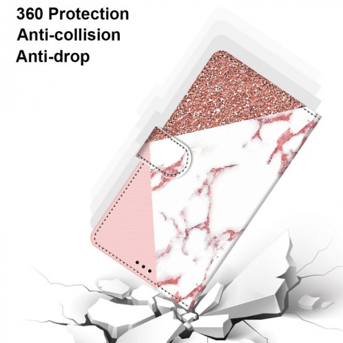 Dessin coloré Texture Croix Texture Horizontale Étui en cuir PU avec porte-carte et portefeuille et portefeuille pour iPhone 13 Pro (Texture en pierre rose) SH803Q1151-07