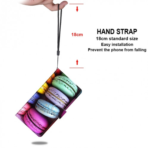 Dessin coloré Texture Texture horizontale Étui en cuir PU avec support & carte Slots & Portefeuille et longe pour iPhone 13 Pro (gâteaux colorés) SH803S733-07