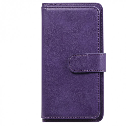Boucle de cuivre magnétique multifonctionnel Boucle horizontale Flip en cuir de couleur unie avec 10 machines à sous 10 cartes et portefeuille et cadre photo pour iPhone 13 Pro (violet) SH903D1902-07