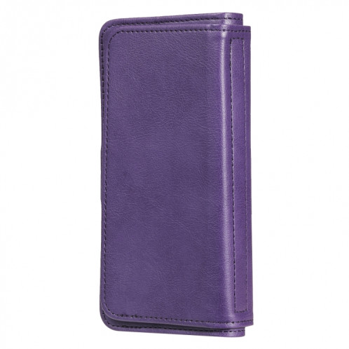 Boucle de cuivre magnétique multifonctionnel Boucle horizontale Flip en cuir de couleur unie avec 10 machines à sous 10 cartes et portefeuille et cadre photo pour iPhone 13 Pro (violet) SH903D1902-07