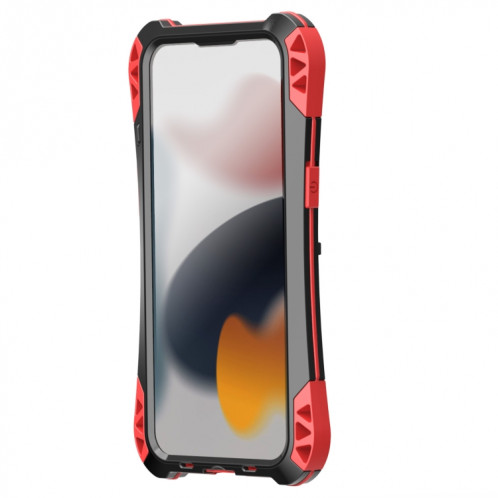 R-Just Amira Étui de protection en métal imperméable anti-poussière anti-poussière pour iPhone 13 Pro (rouge) SR003B800-07