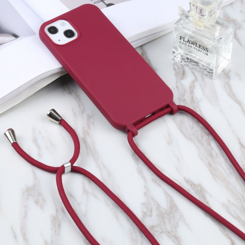 Couleurs de bonbons TPU Cas de protection avec lanière pour iPhone 13 mini (rouge) SH201A656-06