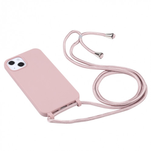 Couleurs de bonbons TPU Cas de protection avec lanière pour iPhone 13 Mini (Rose Gold) SH201F1214-06