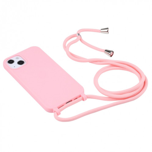 Couleurs Candy Couleurs TPU Cas de protection avec lanière pour iPhone 13 (rose) SH202C1079-06