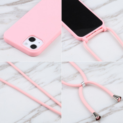 Couleurs Candy Couleurs TPU Cas de protection avec lanière pour iPhone 13 (rose) SH202C1079-06