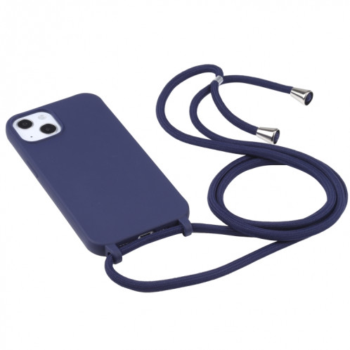 Couleurs de bonbons TPU Cas de protection avec lanière pour iPhone 13 (bleu foncé) SH202D466-06