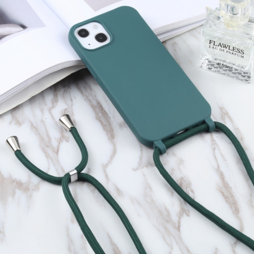 Couleurs Candy Couleurs TPU Cas de protection avec longe pour iPhone 13 (vert foncé) SH202E613-06