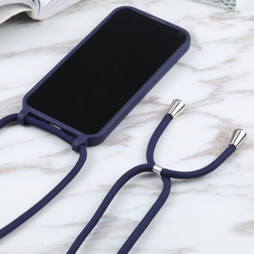 Couleurs de bonbons TPU Cas de protection avec lanière pour iPhone 13 Pro (Bleu foncé) SH203D979-06