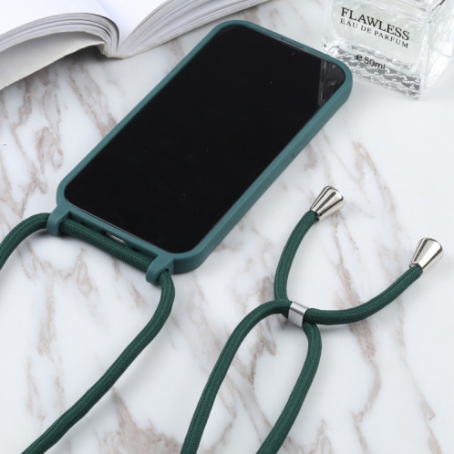 Couleurs de bonbons TPU Cas de protection avec lanière pour iPhone 13 Pro (vert foncé) SH203E1777-06