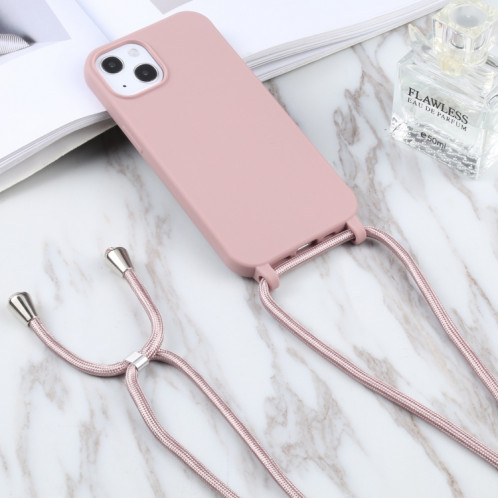 Couleurs Candy Couleurs TPU Cas de protection avec lanière pour iPhone 13 Pro (Rose Gold) SH203F1266-06