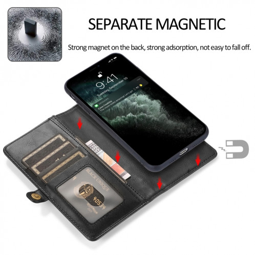Boîtier de flip horizontal horizontal magnétique puissant avec machines à sous cartes et portefeuille pour iPhone 13 Pro (Noir) SH403A1764-07