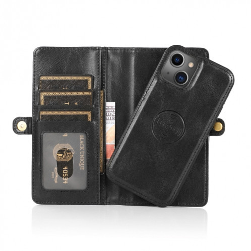 Boîtier de flip horizontal horizontal magnétique puissant avec machines à sous cartes et portefeuille pour iPhone 13 Pro (Noir) SH403A1764-07
