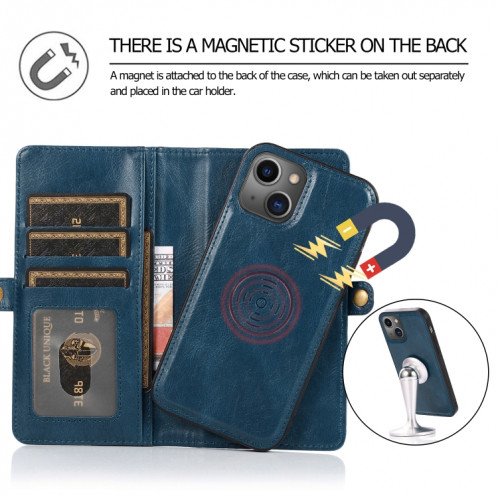Boîtier de flip horizontal horizontal magnétique puissant avec machines à sous cartes et portefeuille pour iPhone 13 Pro (Bleu) SH403B1991-07
