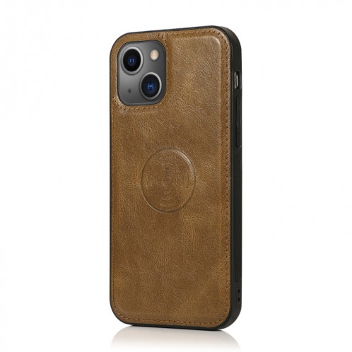 Boîtier en cuir horizontal horizontal brosé magnétique puissant avec machines à sous cartes et portefeuille pour iPhone 13 Pro (Brown) SH403D378-07