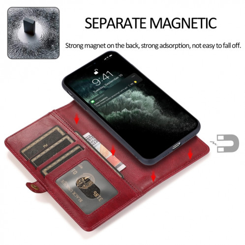 Boîtier à bascule horizontal horizontal magnétique puissant avec machines à sous et portefeuille pour iPhone 13 Pro (rouge) SH403E782-07