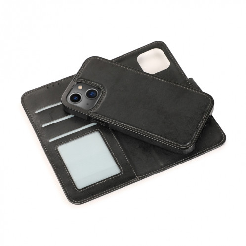 Boîtier en cuir horizontal horizontal rétro 2 en 1 et portefeuille pour iPhone 13 (noir) SH801F677-08