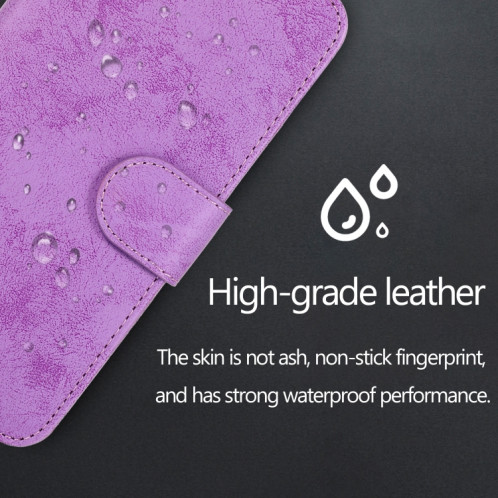 Rétro 2 en 1 étui en cuir horizontal horizontal détachable avec machines à sous cartes et portefeuille pour iPhone 13 Pro (violet) SH803C1467-08