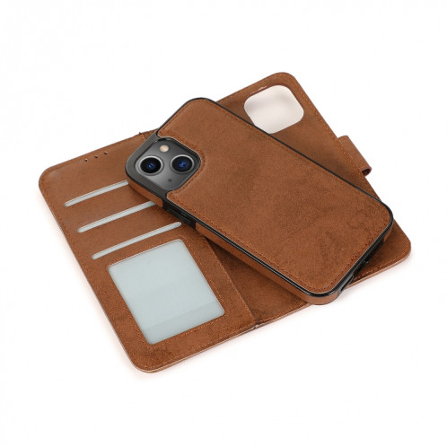 Rétro 2 in 1 étui en cuir horizontal horizontal détachable avec machines à sous cartes et portefeuille pour iPhone 13 Pro (Brown) SH803D100-08