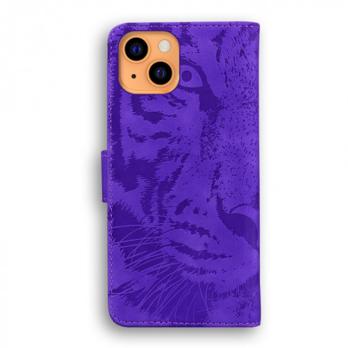 Modèle de gaufrage de tigre Horizontal Flip Cuir Case avec support & Card Slots & Portefeuille pour iPhone 13 (Violet) SH102D687-05