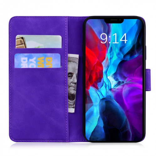 Modèle de gaufrage de tigre Horizontal Flip Cuir Case avec support & Card Slots & Portefeuille pour iPhone 13 (Violet) SH102D687-05