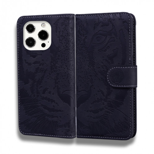 Modèle de gaufrage de tigre Horizontal Flip Cuir Case avec porte-cartes et portefeuille pour iPhone 13 Pro (Noir) SH103A1849-05