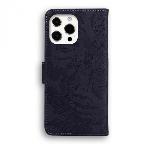 Modèle de gaufrage de tigre Horizontal Flip Cuir Case avec porte-cartes et portefeuille pour iPhone 13 Pro (Noir) SH103A1849-05