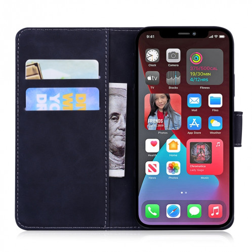 Modèle de gaufrage de tigre Horizontal Flip Cuir Case avec porte-cartes et portefeuille pour iPhone 13 Pro (Noir) SH103A1849-05