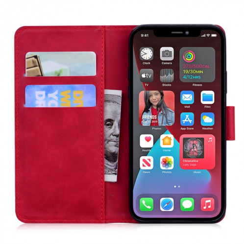 Modèle de gaufrage de tigre Horizontal Flip Cuir Case avec porte-cartes et portefeuille pour iPhone 13 Pro (rouge) SH103B636-05