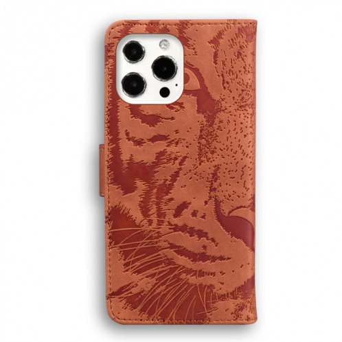 Modèle de gaufrage de tigre Horizontal Flip Cuir Housse avec porte-carte et portefeuille pour iPhone 13 PRO (Brown) SH103E593-05