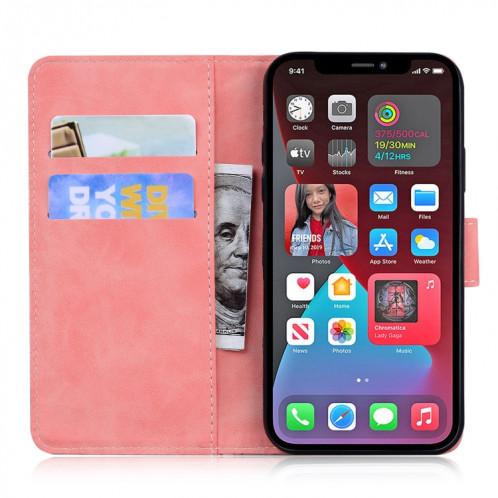 Modèle de gaufrage de tigre Horizontal Flip Cuir Toot avec porte-carte et portefeuille pour iPhone 13 Pro (rose) SH103F825-05