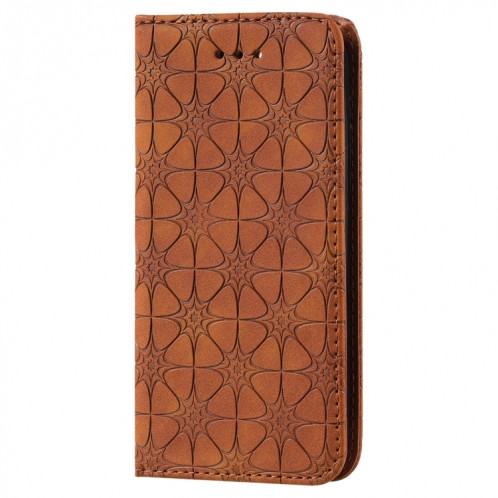 Pattern Structure Horizontal magnétique Horizontal Horizontal avec support et fentes pour carte pour iPhone 13 (brun jaune) SH202A484-07