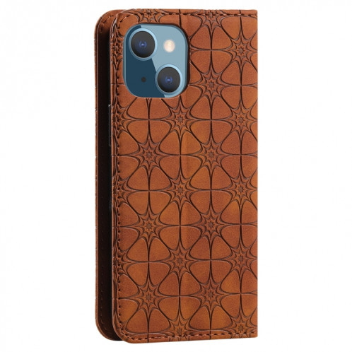 Pattern Structure Horizontal magnétique Horizontal Horizontal avec support et fentes pour carte pour iPhone 13 (brun jaune) SH202A484-07