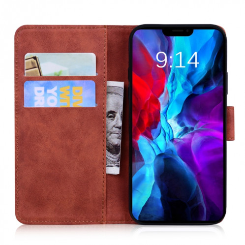 Sentez la peau Pure Couleur Horizontale Flip Cuir Coffret avec porte-cartes et portefeuille pour iPhone 13 Mini (Brown) SH301E637-03