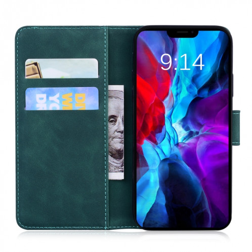 Peau Sentence Couleur pure Horizontal Flip Coating Coque avec support et cartes de carte et portefeuille pour iPhone 13 (Vert) SH302C1885-03