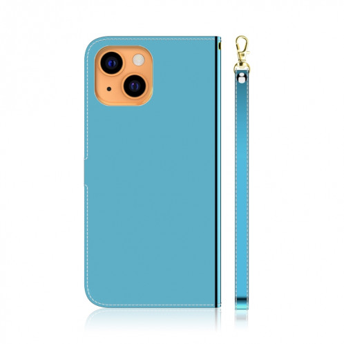 Surface de miroir imitée Horizontale Flip Cuir Toot avec porte-cartes et portefeuille et portefeuille pour iPhone 13 (vert menthe) SH502E122-08